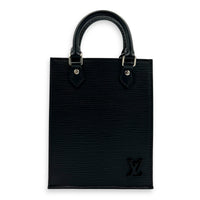 Sac Plat Tote Bag Black in Epi Leather, Silver hardware