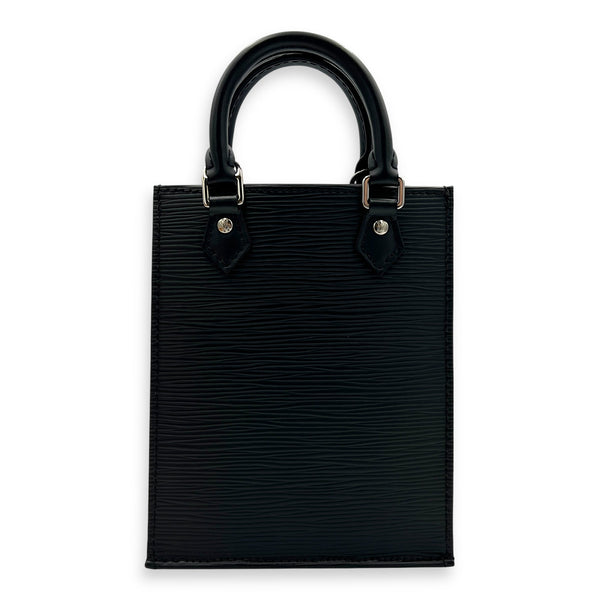 Sac Plat Tote Bag Black in Epi Leather, Silver hardware