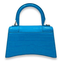Balenciaga Hourglass Top Handle Bag XS Blue in Calfskin , Silver Hardware_2