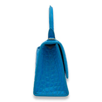 Balenciaga Hourglass Top Handle Bag XS Blue in Calfskin , Silver Hardware_3