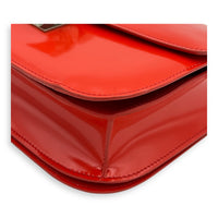 Box Medium Red Shoulder Bag in Patent Leather, Silver hardware