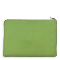 Zip Pouch Green in Calfskin, Silver hardware