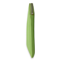 Zip Pouch Green in Calfskin, Silver hardware