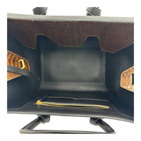 Tie Bag Top Handle Bag Brown in Snakeskin, Gold hardware