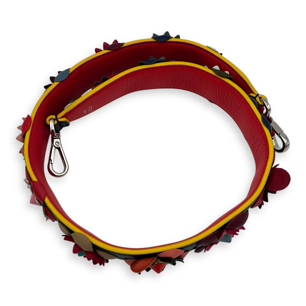 Flowers Stud Bag Strap Multi-colour in Calfskin, Silver hardware