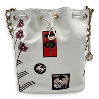 Paradise Bubble Bucket Bag White in Calfskin, Gold hardware