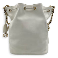 Paradise Bubble Bucket Bag White in Calfskin, Gold hardware