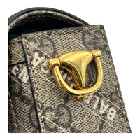 Horsebit 1955 Beige Shoulder Bag in Coated Canvas, Gold hardware