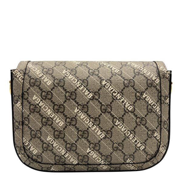 Horsebit 1955 Beige Shoulder Bag in Coated Canvas, Gold hardware