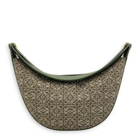Luna Mini Green Shoulder Bag in Canvas and leather, Gold hardware