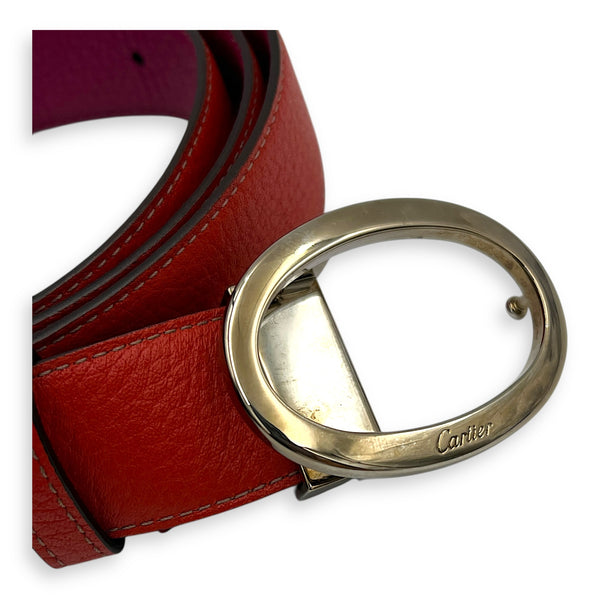 Logo Red/Pink Belt in Calfskin, Gold hardware