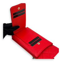 CC Phone Holder Red in Caviar Leather, Gold hardware