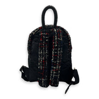 Astronaut Essentials Black Backpack in Tweed, Silver hardware