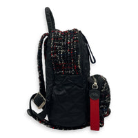 Astronaut Essentials Black Backpack in Tweed, Silver hardware