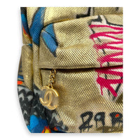 Grafitti Gold Backpack in Canvas, Gold hardware
