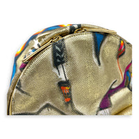Grafitti Gold Backpack in Canvas, Gold hardware