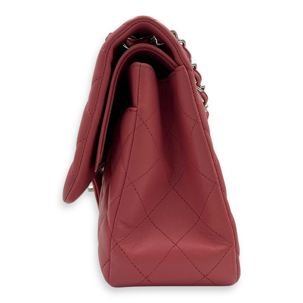Classic Shoulder Bag Jumbo Pink in Lambskin, Silver hardware