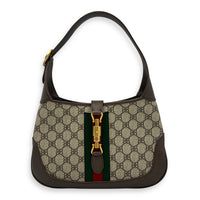 The hacker project JACKIE Top Handle Bag Brown in Coated Canvas, Brushed Gold hardware