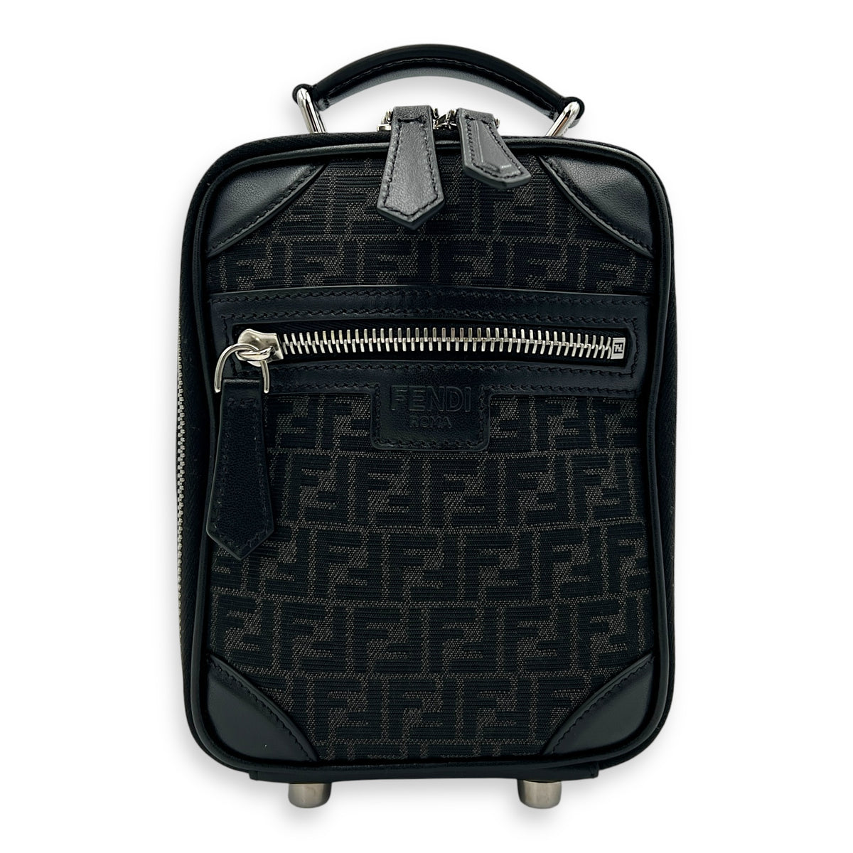 FF Crossbody Bag Black in Jacquard, Silver hardware