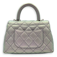 Coco Top Handle Bag Purple in Caviar Leather, Silver hardware