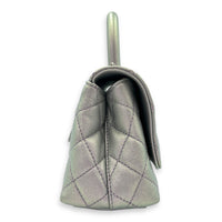 Coco Top Handle Bag Purple in Caviar Leather, Silver hardware
