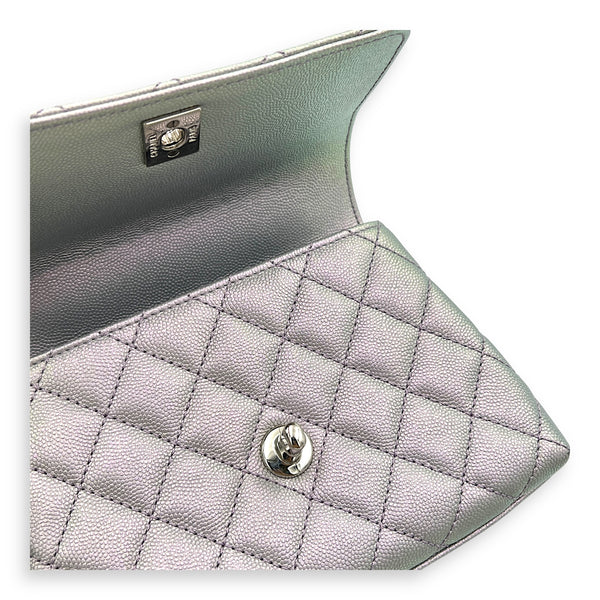 Coco Top Handle Bag Purple in Caviar Leather, Silver hardware