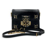 Dauphine Shoulder Bag Black in Fabric, Gold hardware