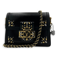 Dauphine Shoulder Bag Black in Fabric, Gold hardware