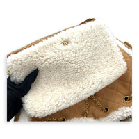 C25 Hobo Medium Brown Shoulder Bag in Shearling, Gold hardware