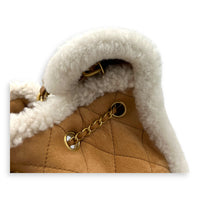 C25 Hobo Medium Brown Shoulder Bag in Shearling, Gold hardware