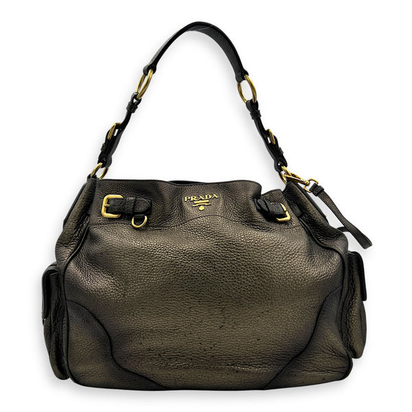 Vit Daino Green Shoulder Bag in Calfskin, Gold hardware