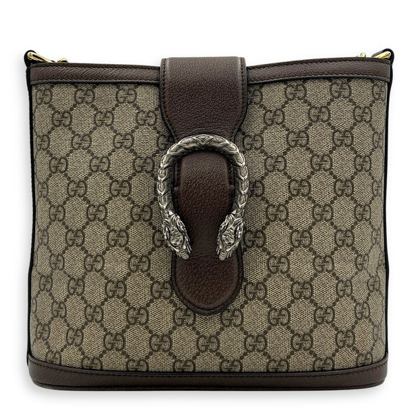Dionysus Grey Tote Bag in Coated Canvas, Mixed hardware