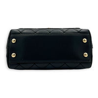 Flap Top Handle Bag Mini Black in Lambskin, Silver hardware