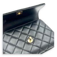 Flap Top Handle Bag Mini Black in Lambskin, Silver hardware