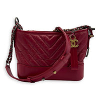 Gabrielle Shoulder Bag Small Red in Calfskin, Mixed hardware
