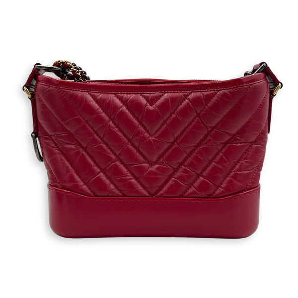 Gabrielle Shoulder Bag Small Red in Calfskin, Mixed hardware