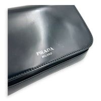 Logo Black Crossbody Bag in Box Calfskin, Silver hardware