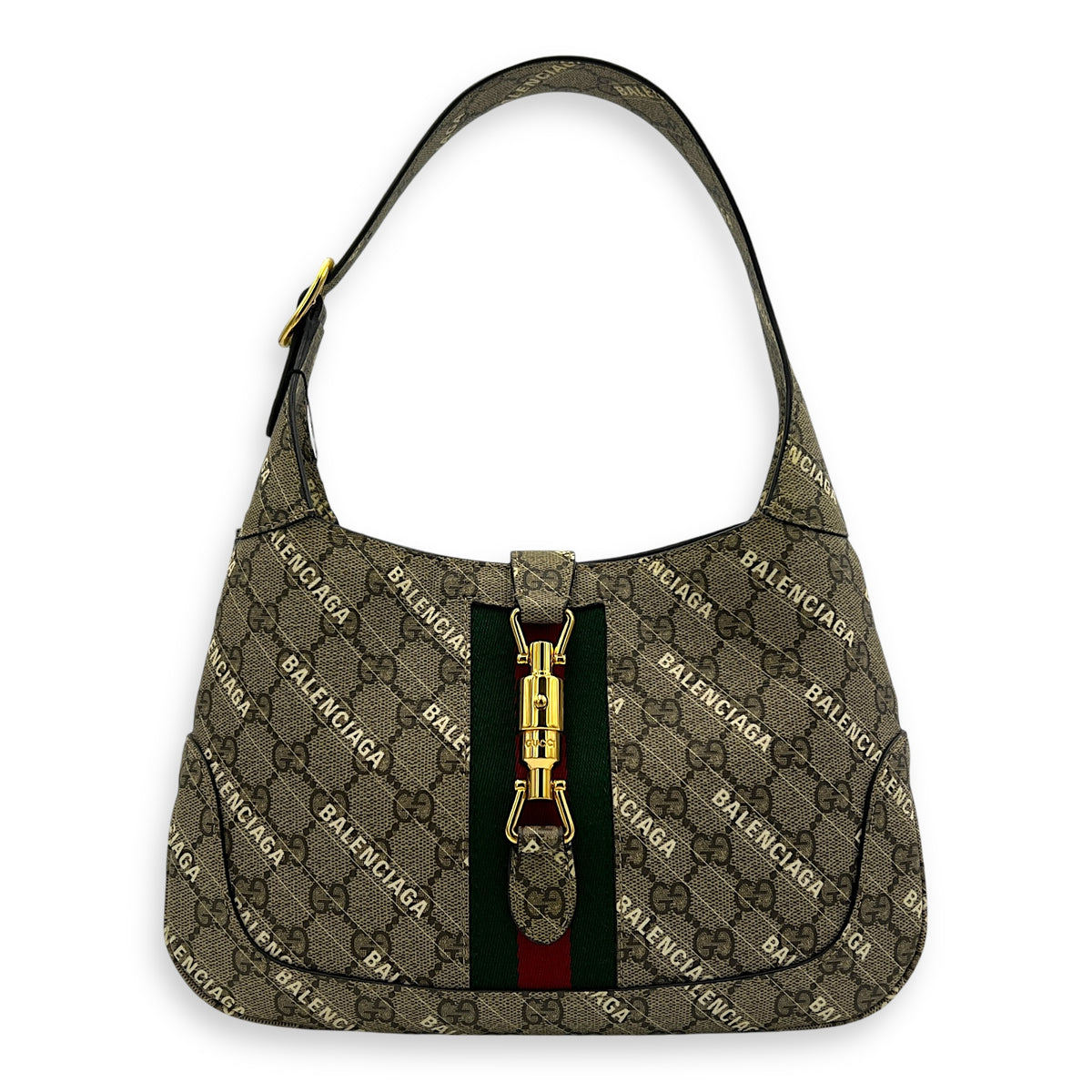 Jackie 1961 Grey Shoulder Bag in Coated Canvas, Gold hardware