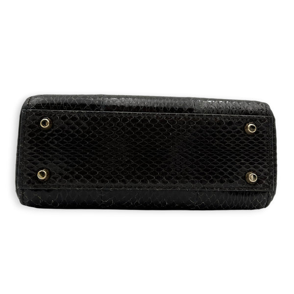 Lady Dior Top Handle Bag Mini Grey in Python Leather, Gold hardware