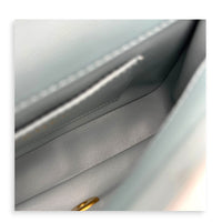 Mini Square Blue Shoulder Bag in Calfskin, Gold Enamel hardware