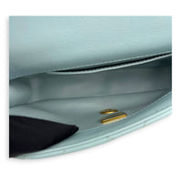 Mini Square Blue Shoulder Bag in Calfskin, Gold Enamel hardware