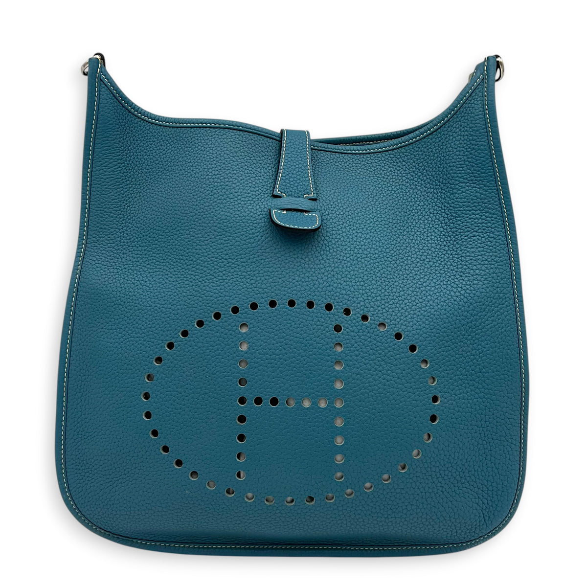 Evelyne III Blue Shoulder Bag in Clemence, Silver hardware
