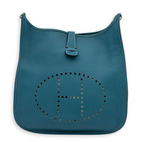 Evelyne III Blue Shoulder Bag in Clemence, Silver hardware