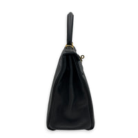 Kelly 28 Noir Top Handle Bag in Togo, Gold hardware