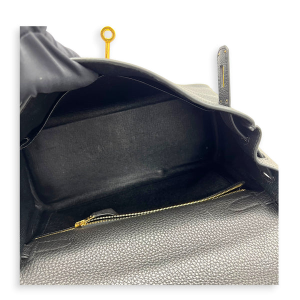 Kelly 28 Noir Top Handle Bag in Togo, Gold hardware
