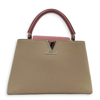 Capucines Top Handle Bag Beige in Taurillon Leather, Gold hardware