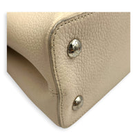 Capucines Top Handle Bag Beige in Taurillon Leather, Gold hardware