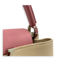 Capucines Top Handle Bag Beige in Taurillon Leather, Gold hardware
