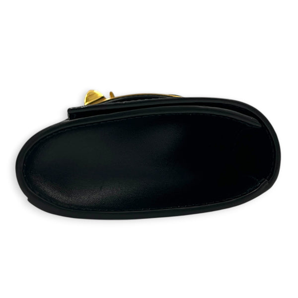 Medor Noir Clutch in Box Calfskin, Gold hardware