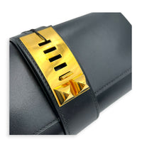 Medor Noir Clutch in Box Calfskin, Gold hardware